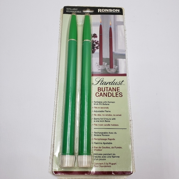 Ronson Stardust Butane Candles Refillable Green Holiday Christmas - Picture 3 of 14